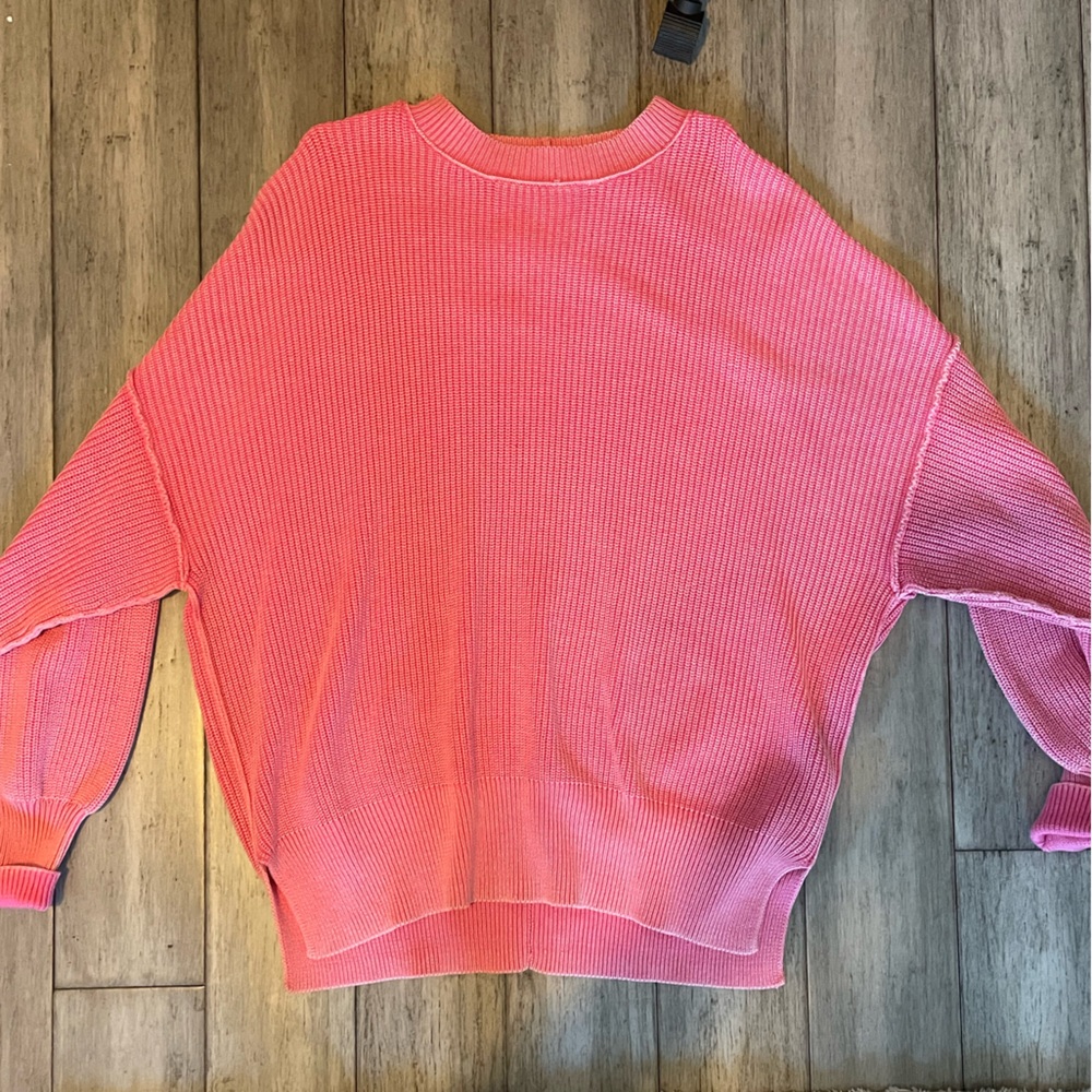 Aerie pink knit crewneck sweater